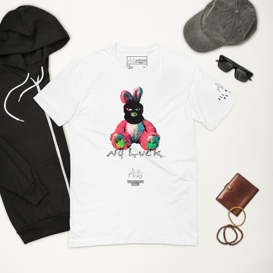 All Hustle,No Luck "Bunny ski mask" Short Sleeve T-shirt (white/pink) weaponsXlove